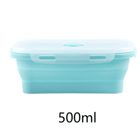 Foldable Silicone Bento Lunch Box – Microwave-Safe, Portable Food Storage Container for School, Picnic & Fruit Preservation (size: 500ml)