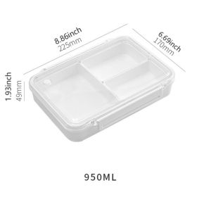 Microwave-Safe Divided Lunch Box with Fruit Compartment – Portable Fresh-Keeping Container for Kids and Students (Sizes: 950ml)