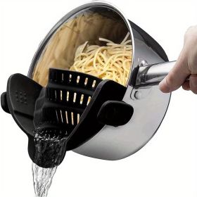 Clip-On Silicone Pot Strainer – Adjustable Pasta and Food Strainer for Pots, Pans & Bowls (Quantity: 1 Pack Black)