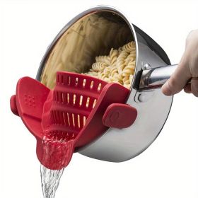 Clip-On Silicone Pot Strainer – Adjustable Pasta and Food Strainer for Pots, Pans & Bowls (Quantity: 1 Pack Red)