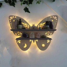 Crystal Display Shelf – Wall-Mounted Decorative Shelf for Moon, Moth, or Butterfly Lamps – Ideal for Holiday Decor (Color: Butterfly primary color [with LED light 59.06 inch])