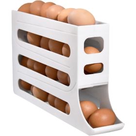 Rolling Egg Dispenser – Space-Saving Organizer for Refrigerator Storage (Color: White)