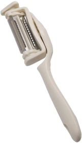 Multi-Functional Stainless Steel Rotary Peeler 3-in-1 with Plastic Handle Vegetables Fruit Peelers Straight Serrated and Julienne Peelers Kitchen Gadg (Color: Beige)