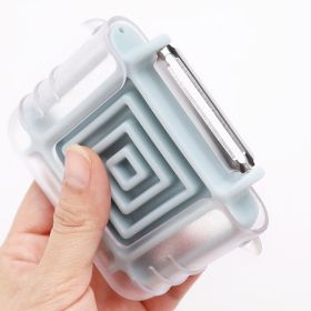 3-in-1 Rotary Vegetable & Fruit Peeler – Square Design with 3 Interchangeable Blades for Potato, Carrot & More (Color: rotary blue)