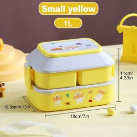 Kids Bento Lunch Box – Microwave-Safe Plastic Food Container with Spoon & Fork, Leak-Proof Compartments for School & Picnic (Ships From: China, Color: small yellow)