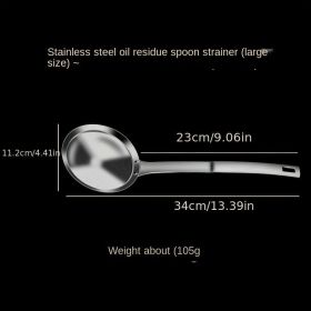 304 Stainless Steel Fat Skimmer Spoon – Fine Mesh Oil & Foam Strainer for Gravy, Soup, and Broth (size: 304 All-steel Oil Slag Separator (large))