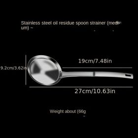 304 Stainless Steel Fat Skimmer Spoon – Fine Mesh Oil & Foam Strainer for Gravy, Soup, and Broth (size: 304 All-steel Oil Slag Separator (medium))