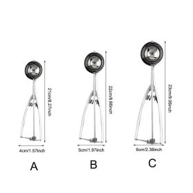 Stainless Steel Ice Cream & Fruit Scoop – Heavy-Duty Ball Spoon for Dessert, Melon, Sorbet & More (size: B-5cm)