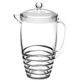 2.5 Quart Unbreakable Plastic Water Pitcher with Lid – BPA-Free Juice & Drink Pitcher with Swirl Design and Easy-Pour Spout (Color: as Pic)