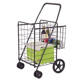 Foldable Jumbo Shopping Cart with Swivel Wheels and Dual Storage Baskets (Type: Kitchen Tools, Color: Black)