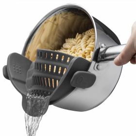 Silicone Food Strainer Clip for Pots and Pans, Heat-Resistant Clip-On Colander for Easy Draining (Color: GRA)