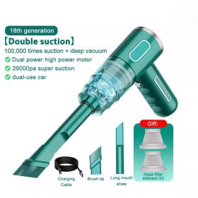 Mini Cordless Handheld Vacuum Cleaner – Rechargeable Portable Vacuum for Car, Home & Office – Powerful Suction, Lightweight & Wireless (Color: Green)