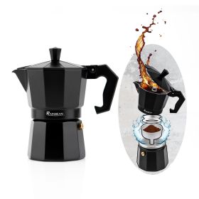 RAINBEAN Stovetop Espresso Maker 180ml for 3 Cups Espresso, Italian Moka Pot Coffee Maker (Colour: Black)