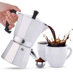 RAINBEAN Stovetop Espresso Maker 180ml for 3 Cups Espresso, Italian Moka Pot Coffee Maker (Colour: Silver)