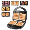 Electric Sandwich Maker Waffle Panini Press Grill with Removable Non-Stick Plates Double-Sided Heating Cool Touch Handle For Breakfast Steak Toaster B