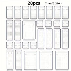 Transparent Polka Dot Desktop Drawer Storage Box Set for Bathroom, Bedroom, and Living Room Organization (size: 28pcs)