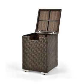 Rattan Propane Tank Cover for 20 lb Tanks, Decorative Outdoor Gas Tank Enclosure for Patio and Garden (Type: Fire Pits, Color: Brown)