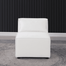 Modular Sofa in Grayish Blue Chenille Fabric with Soft Seat and Back, Easy Knock-Down Design (Color: Beige)