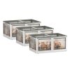 3Pcs Foldable Storage Bins with Lid 4 Doors Collapsible Stackable Closet Organizer Containers with Lock 4Pcs Wheels