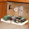 2Pcs Pull Out Cabinet Organizers Sliding Shelf Spice Rack Carbon Steel Roll Out Drawers Fixed with Adhesive Nano Film with Handle 55LBS Max Load