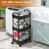 Rolling Utility Cart Movable Storage Organizer with Drawer Lockable Wheels 360 Degree Rotatable Hallow Design for Bedroom Bathroom Kitchen
