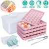 4 Packs Small Ice Cube Trays Mini Circle Ice Cube Tray Round Ice Ball Maker Mold with Lid Bin 132Pcs Ice Cubes for Chilling Drinks Coffee Juice Cockta