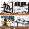Over The Door Pantry Organizer 6-Tier Pantry Door Organizer Carbon Steel 110LBS Loading Easy Install Behind Door Storage For Closet Kitchen Bathroom 5