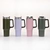 40oz Stainless Steel Insulated Tumbler with Handle & Straw – Leakproof Portable Ice Cup for Cold Drinks & Beer