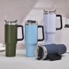 40oz Stainless Steel Insulated Tumbler with Handle & Straw – Leakproof Portable Ice Cup for Cold Drinks & Beer