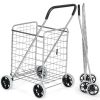 Foldable Jumbo Shopping Cart with Swivel Wheels and Dual Storage Baskets