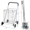 Foldable Jumbo Shopping Cart with Swivel Wheels and Dual Storage Baskets