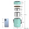 Healter 1.6 Litres Vacuum Insulated Food Flasks for Hot Food;  1600ml Stainless Steel Thermal Soup Container/ Food Jar with 2 inner boxes for Adult;
