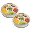 2Pcs Size Options Divided Serving Tray with Lid and Handle 360° Rotatable Snack Box Container with 6 Dividers Clear Portable Snack Platters for Fruit