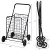 Foldable Jumbo Shopping Cart with Swivel Wheels and Dual Storage Baskets