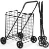 Foldable Jumbo Shopping Cart with Swivel Wheels and Dual Storage Baskets