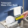 Telescopic Sink Storage Rack Maximum stretch to 17.7in,Adjustable Telescopic 2-in-1 Sink,Expandable Storage Drain Basket for Kitchen sink