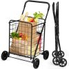 Foldable Jumbo Shopping Cart with Swivel Wheels and Dual Storage Baskets