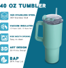 40oz Tumbler with lid, Starw and Handle, Stainless Steel Vacuum Insulated Water Bottle Travel Mug for Iced Coffee, Hot and Cold Tea