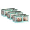 3Pcs Foldable Storage Bins with Lid 4 Doors Collapsible Stackable Closet Organizer Containers with Lock 4Pcs Wheels