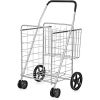 Foldable Jumbo Shopping Cart with Swivel Wheels and Dual Storage Baskets