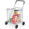 Foldable Jumbo Shopping Cart with Swivel Wheels and Dual Storage Baskets
