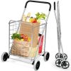 Foldable Jumbo Shopping Cart with Swivel Wheels and Dual Storage Baskets