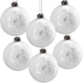 3.9-Inch Glass Christmas Ball Ornaments, Set of 6 Decorative Hanging Tree Ornaments for Holiday Party Décor (Option: As Pic)